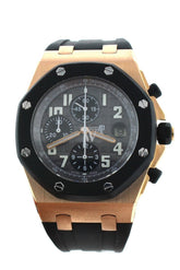Audemars Piguet Royal Oak Offshore Black Dial 18Kt Rose Gold Rubber Chronograph Mens Watch